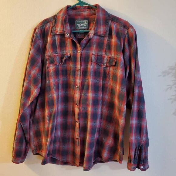 Woolrich Aztec Vintage Pearl Snap Button Shirt Women's Sz XL Red Plaid - Picture 5 of 8
